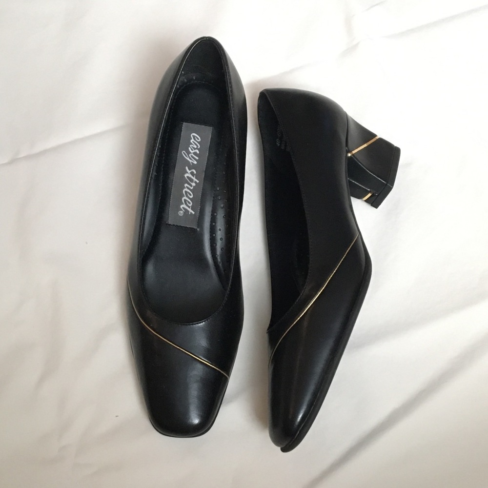 vintage black and gold heels